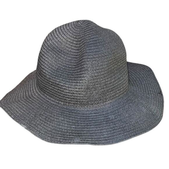 H&M Divided Straw Floppy Sun Hat Large 58 Wide Brim 3.5" Beach Holiday Travel - Picture 2 of 13